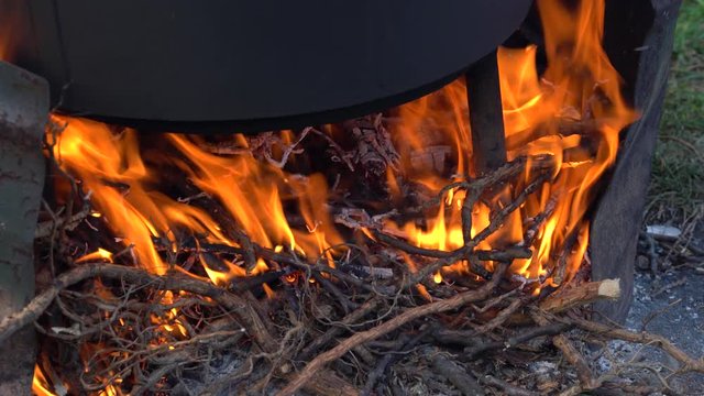 Old way of making apple jam-Campfire - (4K)