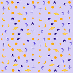 Mini watercolor space seamless pattern