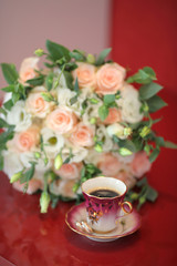 Wedding decorations.  Fine Art style. the bride's bouquet