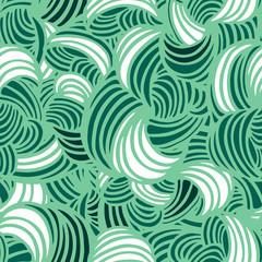 Seamless abstract green pattern. Hand drawn doodle art. Vector illustration.