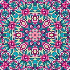 Tribal indian ethnic seamless design. Festive colorful mandala pattern