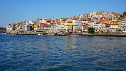 colorful houses on the douro river in porto