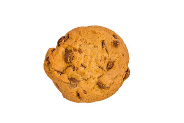 Fresh chocolate chip cookie isolated on white background