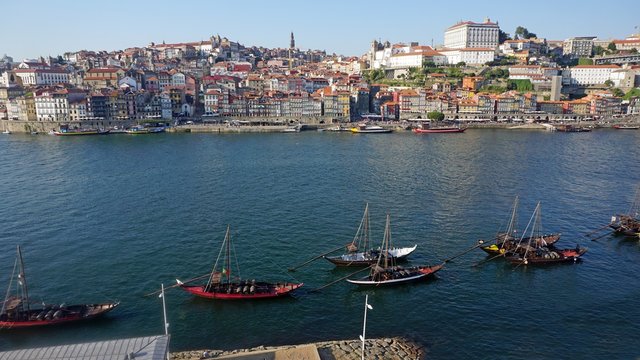 cable car at the douro river of porto