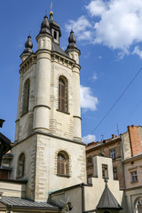 Fototapeta na wymiar Bell Tower of Armenian Cathedral of Lviv, Ukraine