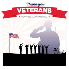 Stock vector veterans day honoring all who served hand lettering greeting card with social media post