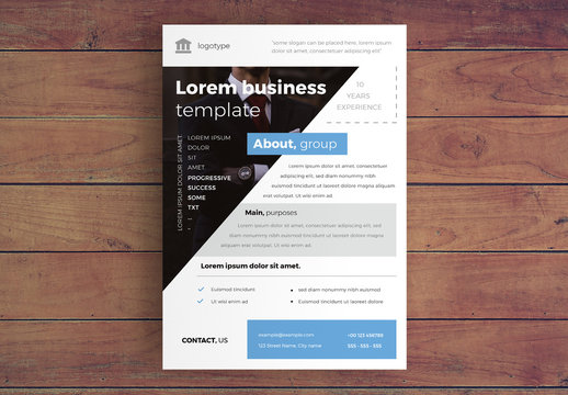 Business Flyer Layout with Blue Accents