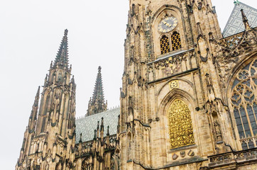 Fototapeta na wymiar Exterior view of St. Vitus Cathedral, Prague, Czech Republic