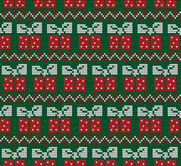 Knitted Christmas and New Year pattern Norwegian style , illustration © pvl0707