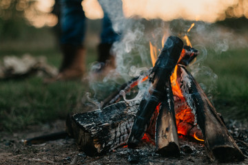 fire in the fireplace