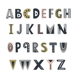 Hand drawn decorated modern fun alphabet for education or decoration.