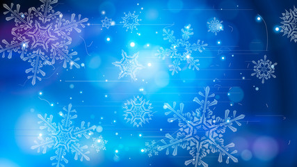 Snowflakes and festive lights - vector background with beautiful snowflakes that merrily shine and shimmer in color space