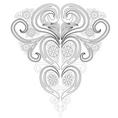 Doodle floral pattern in black and white. Page for coloring book: very interesting and relaxing job for children and adults. Zentangle drawing. Flower carpet in magic garden