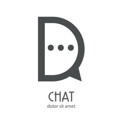 Logotipo chat con letra D mayúscula en color gris