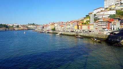 colorful houses on the douro river in porto