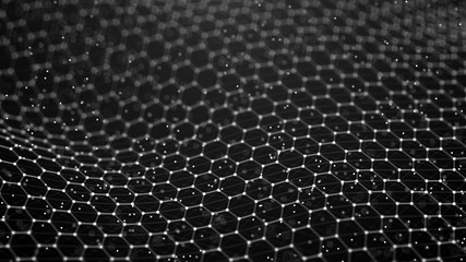 Data technology background. Abstract background. Connecting dots and lines on dark background. 3D rendering. 4k.