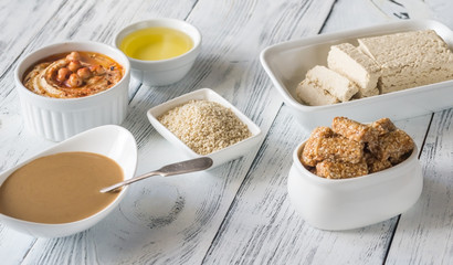 Assortment of sesame seed food