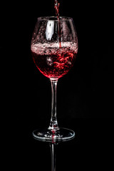 glass, wine, drink, alcohol, isolated, empty, wineglass, black, white, beverage, crystal, transparent, water, liquid, reflection, object, champagne, clear, cup, bar, party, clean, celebration, wine gl