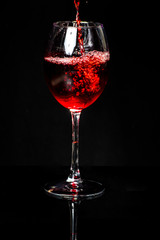 glass, wine, drink, alcohol, isolated, empty, wineglass, black, white, beverage, crystal, transparent, water, liquid, reflection, object, champagne, clear, cup, bar, party, clean, celebration, wine gl