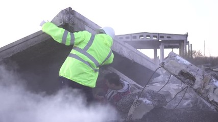 rescuer found an earthquake victim under the ruins