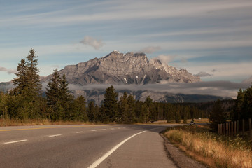 Cascade Mountain view from the Trans-Canada Highway  in the Canadian Rockies close to Banff Canada