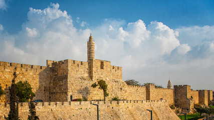 Naklejka premium Mury starożytnego miasta Jerozolimy