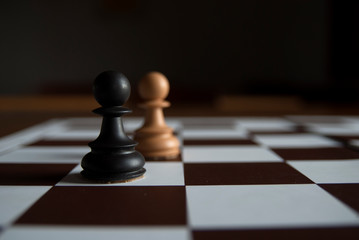 Chess board with a pair of chess pieces