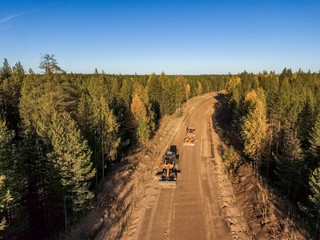 Autumn, road. Work road services