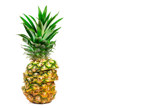cut pineapple on a white background