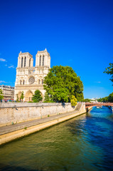 Fototapeta na wymiar Famous cathedral Notre Dame de Paris in Paris, France.