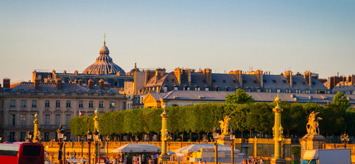 Fototapeta na wymiar Sunset view of Place de la Concorde in Paris, France