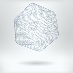 Vector 3D Model Quantum Mechanics Concept Icon - Lowpoly Icosidodecahedron Qubit Structure
