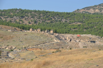 hyerapolis pamukkale turkey antique city buildings landscape stones ruins summer nature