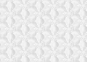 Seamless light texture of three-dimensional elegant flower petals based on hexagonal grid 3D illustration