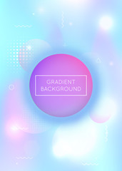 Dynamic shape background with liquid fluid. Holographic bauhaus gradient with memphis elements. Graphic template for flyer, ui, magazine, poster, banner and app. Spectrum dynamic shape background.