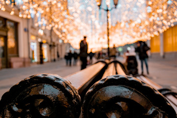 new year's street Nikolskaya in the winter evening