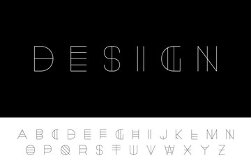 Creative futuristic font. Modern english alphabet, unusual latin letters