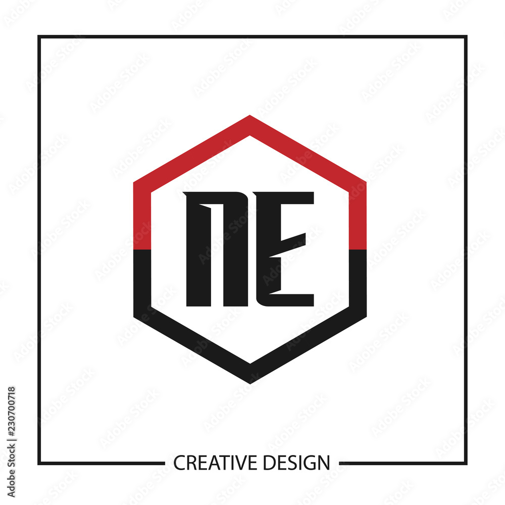 Poster initial letter ne logo template design