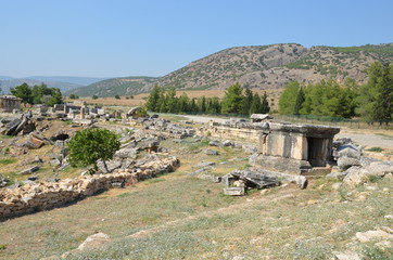 hyerapolis pamukkale turkey antique city buildings landscape stones ruins