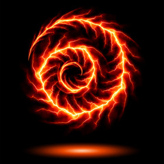 Red Dragon Flame Ball - Vector Vortex Plasma Ball  - Abstract Hot Plasm Background 
