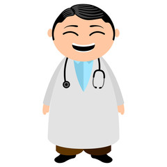 Fototapeta premium Asian doctor cartoon character. Vector illustration design