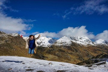 woman on a mountain