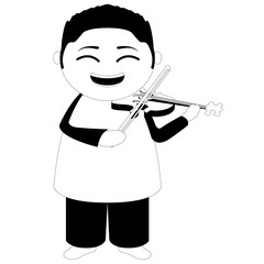 Asian musician cartoon character. Vector illustration design