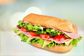 Ham and cheese salad submarine sandwich from