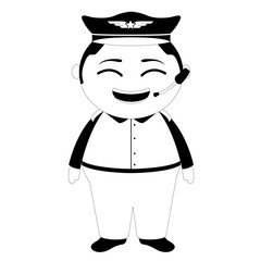 Asian airplane pilot cartoon character. Vector illustration design