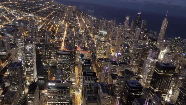 Timelipse of Chicago skyline by night