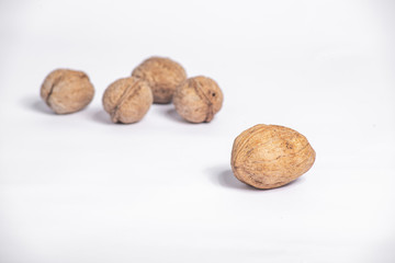 walnut, food, nut, isolated, brown, white, shell, nutshell, healthy, nuts, fruit, walnuts, cracked, snack, ingredient, closeup, open, organic, nutrition, diet, hard, macro, natural, group, nature