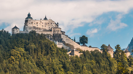 Fototapeta na wymiar Beautiful alpine view with Castle Hohenwerfen - Salzburg - Austria