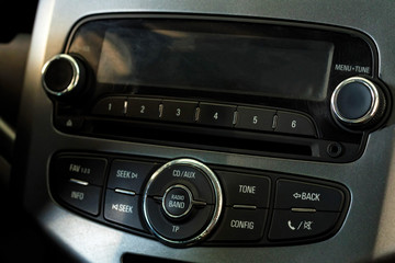 Obraz na płótnie Canvas Modern car multimedia control panel close up