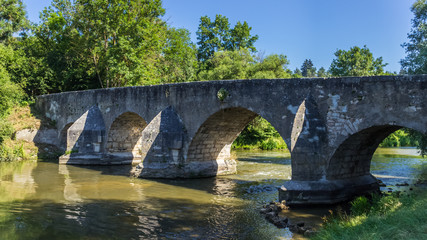 Fototapeta na wymiar Beautiful ancient roman bridge near Pfuenz-Bavaria-Germany